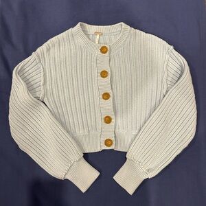 Free People baby blue cardigan sweater
